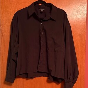 Athleta Black Button-Up Crop Top